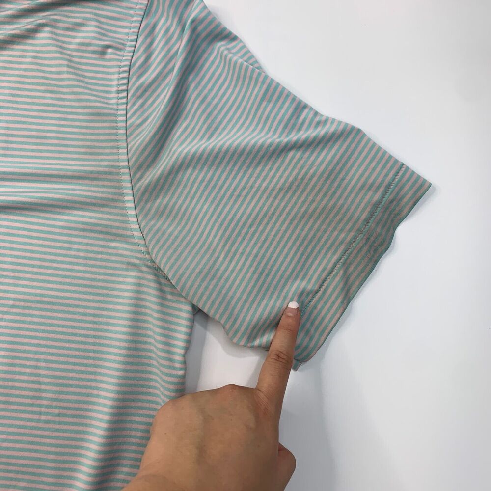 Peter Millar Polo Shirt Mens L Large Blue Pink Performance Summer Comfort *READ - Picture 7 of 16